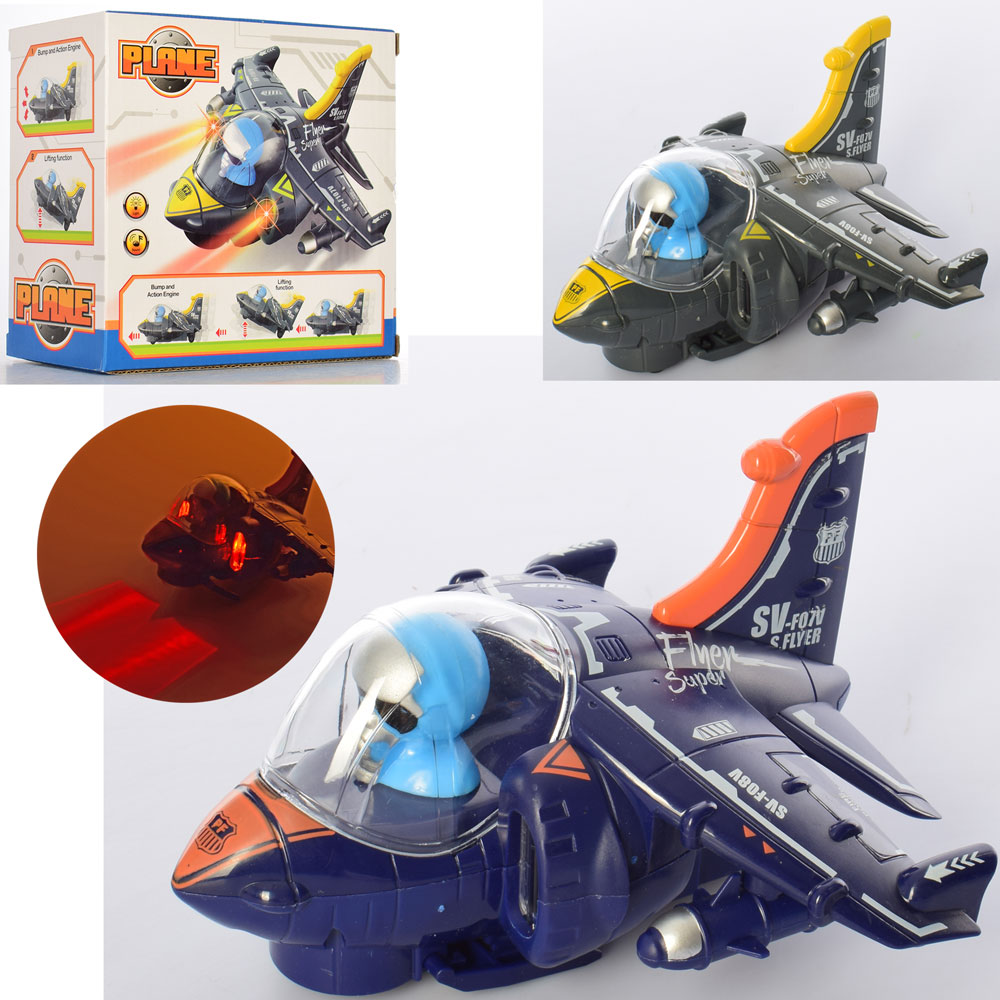 Літак на батарейці 16 см, їздить, звук, світло, в коробці 16,5×15,5×8,5 см