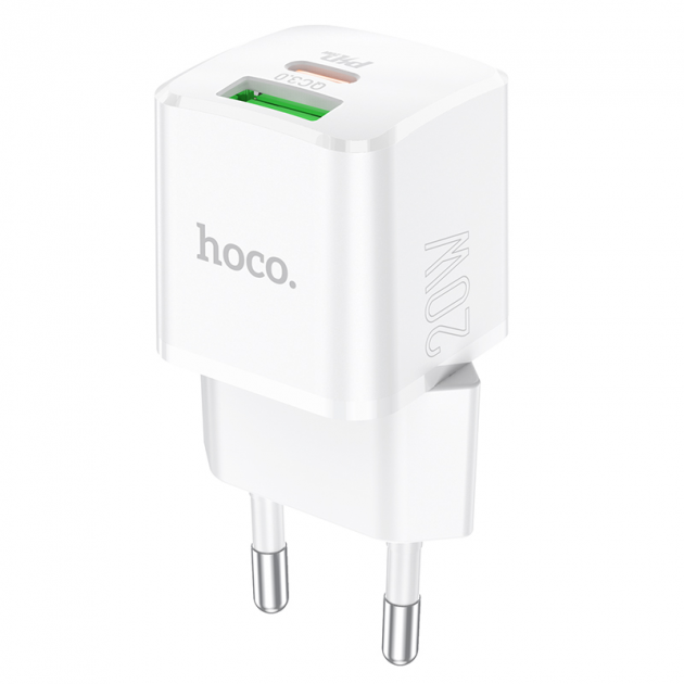 Зарядний пристрій N20 швидка зарядка 3.0 2в1 (adapter і cable) 1USB 3A 1Type-C-Lightning white