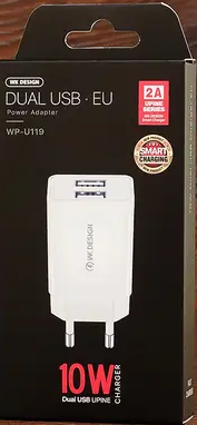 Зарядний пристрій WK Design 2в1 (adapter і cabel) 2USB 2.0A microUSB white