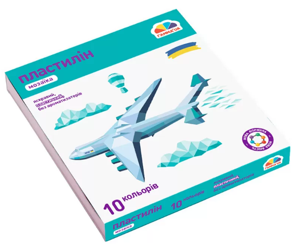Пластилін 10 кольорів 120 гр Мозаїка UA