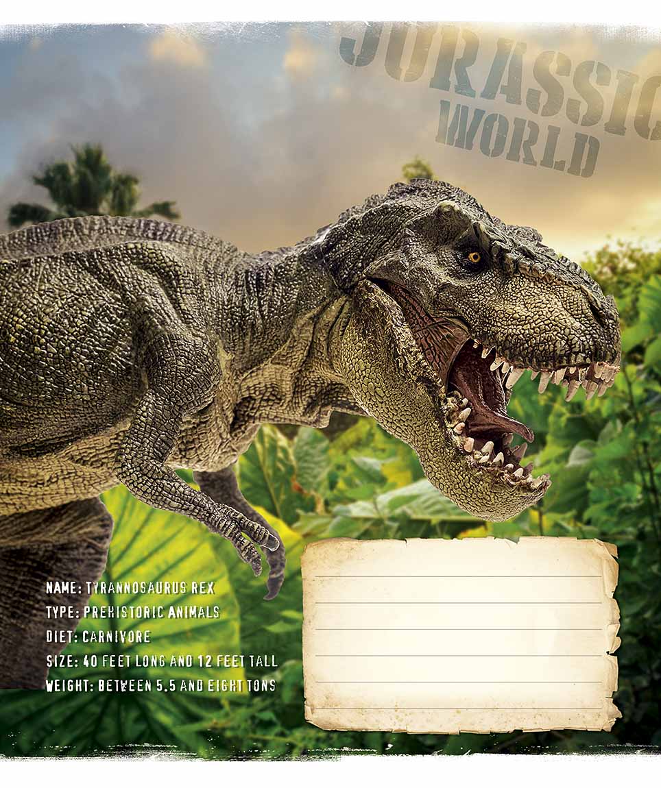 Зошит 24 аркуші клітинка Jurassic world ВД-лак