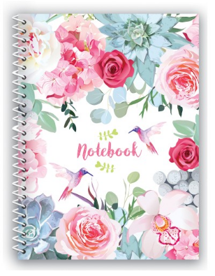 Блокнот пруж. A5 80 аркушів клітинка пластиковий Spring Mood: Pink Flowers