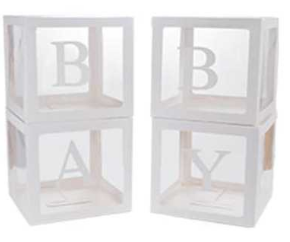 Набір коробок для повітряних куль білі Baby (4шт) 30×30×30см