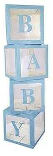 Набір коробок для повітряних куль блакитні Baby (4шт) 30×30×30см