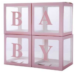 Набір коробок для повітряних куль рожеві Baby (4шт) 30×30×30см