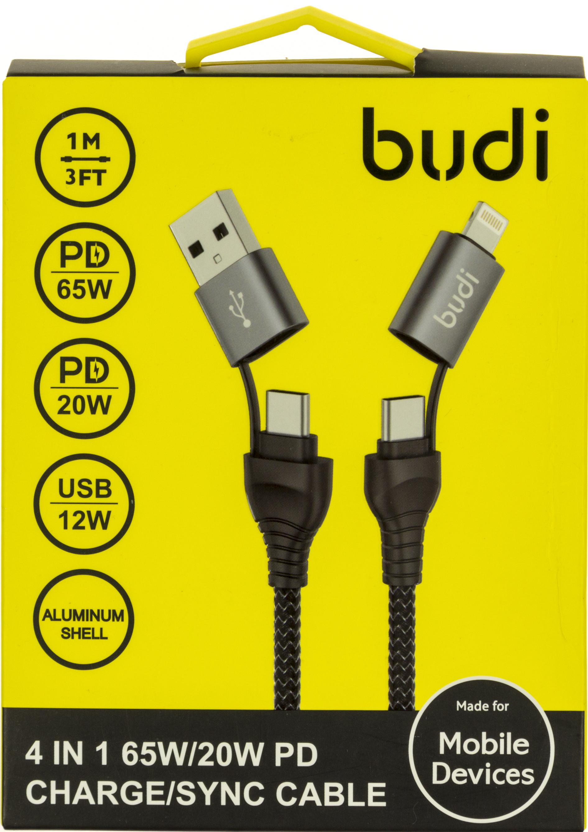 Кабель 4в1 Budi 1м black