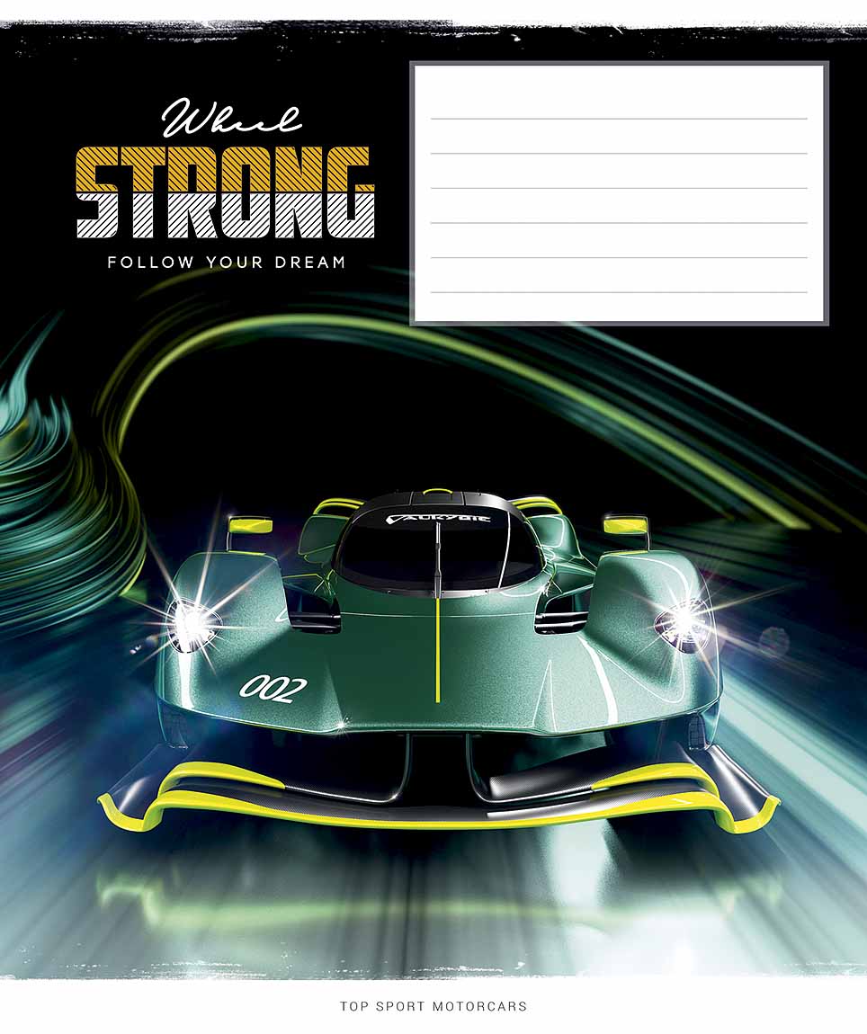 Зошит 12 аркушів коса лінія «Strong wheels» УФ-лак