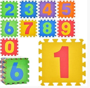 Килимок-мозаїка 30×30см, цифри, 10дет., в кульку, 30×30×8см