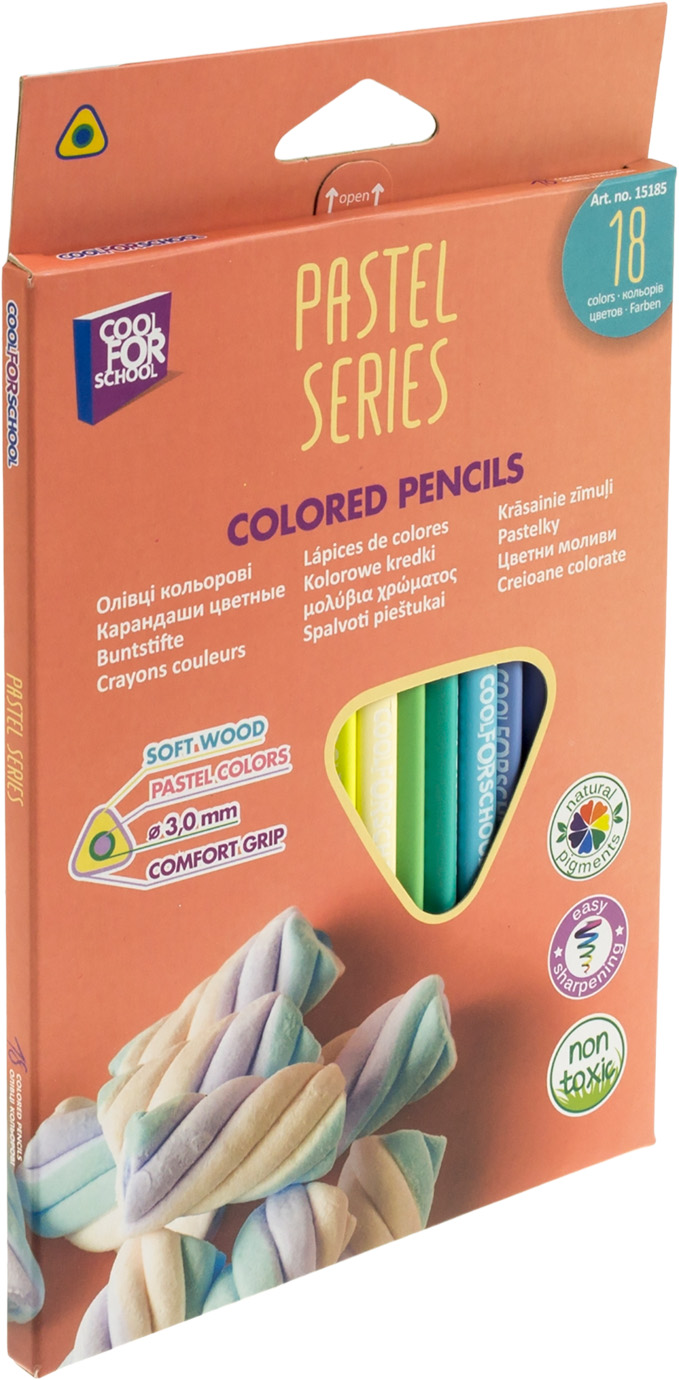 Олівці кольорові 18 кольорів Premium Pastel тригранні