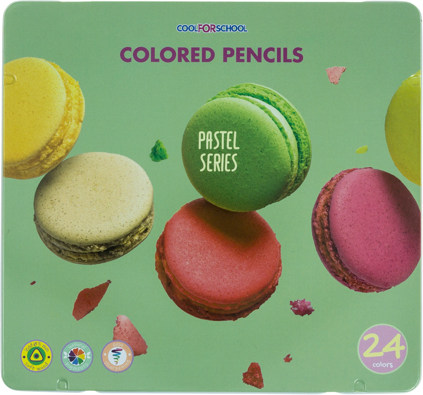 Олівці кольорові 24 кольори Premium Pastel тригранні, в метал. кор-ці