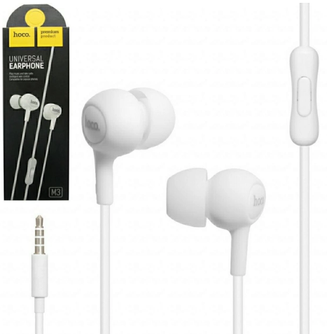 Навушники вакуумні M3 white+мікрофон