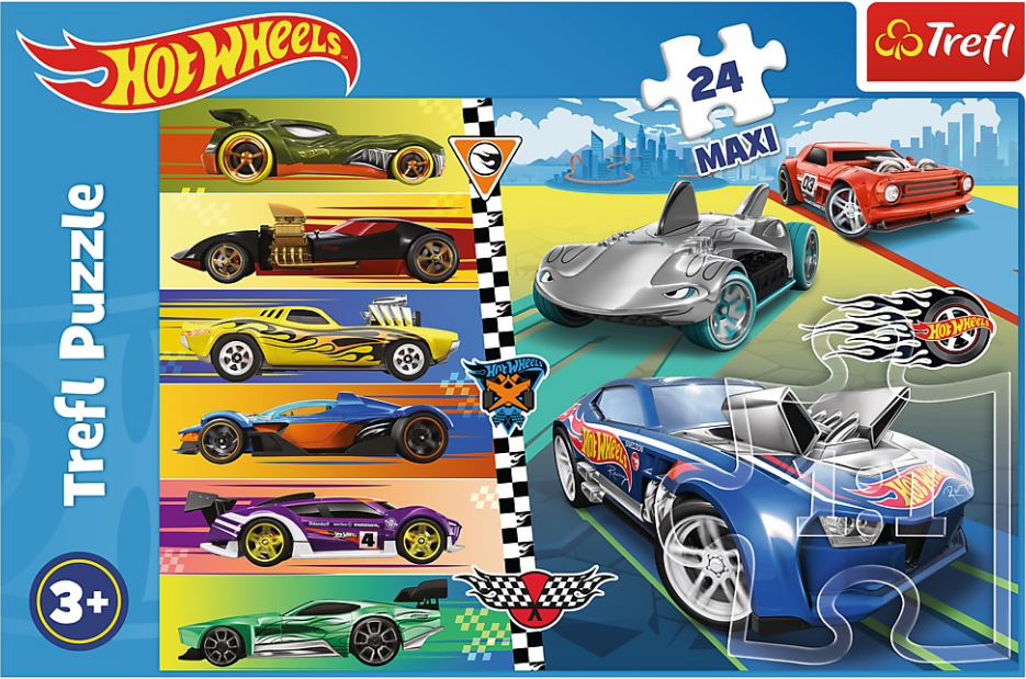 Пазли 24 елементи Maxi Швидкі перегони. Hot Wheels
