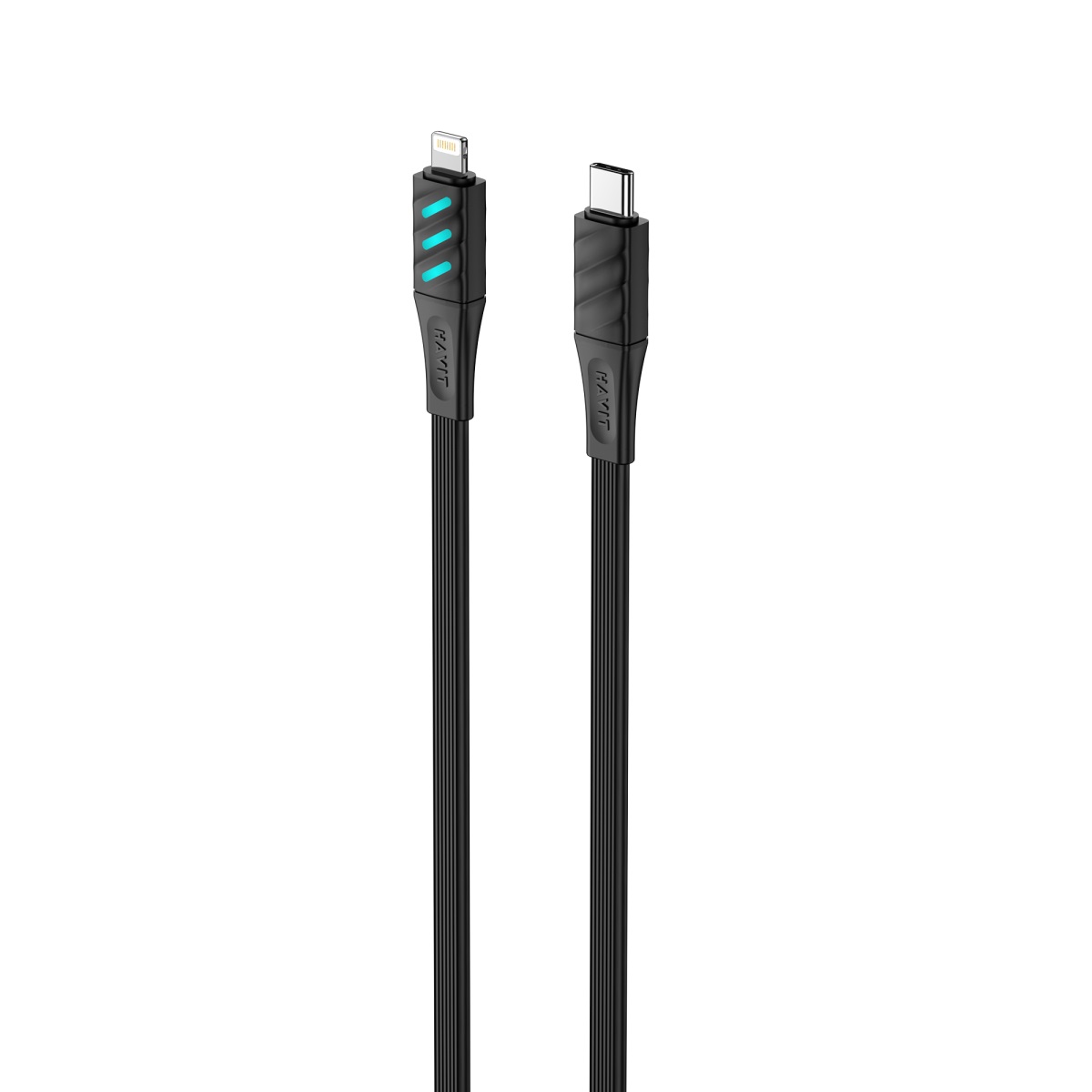 Кабель Type-C > lightning HV-CB6255 PD27W 3A 1м black LED