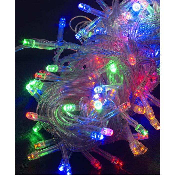 Гірлянда електрична 200 LED Multicolor, прозорий провід L-13 м
