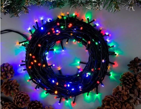 Гірлянда електрична вулична 100 LED Multicolor RB/RG, чорний провід L-10 м d-3,3 мм
