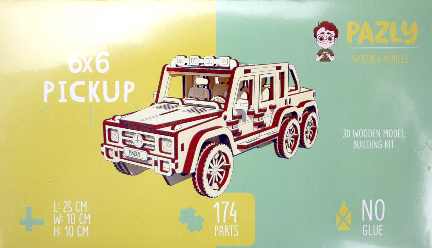 Іграшка дерев'яна Конструктор Пікап 6×6″ 174ел