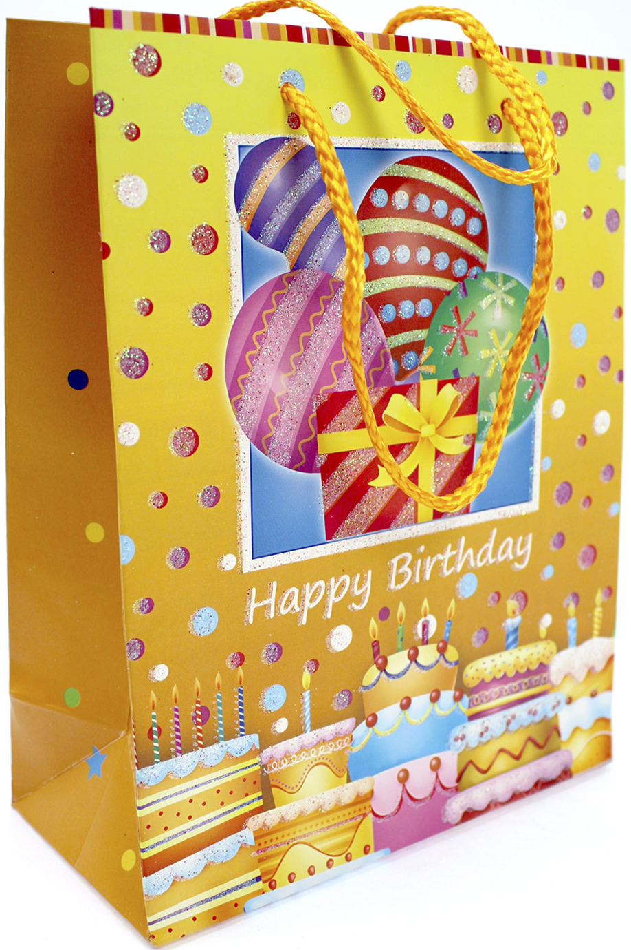 Пакет подарунковий паперовий Happy Birthday 18×8,5×23см