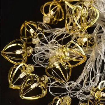 Гірлянда електрична Серце 20 LED перехідник, золото, теплий білий, провід L-5 м