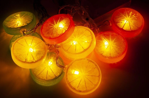 Гірлянда електрич. Фрукти 10LED USB, на бат-ці, теплий-білий, L-4м