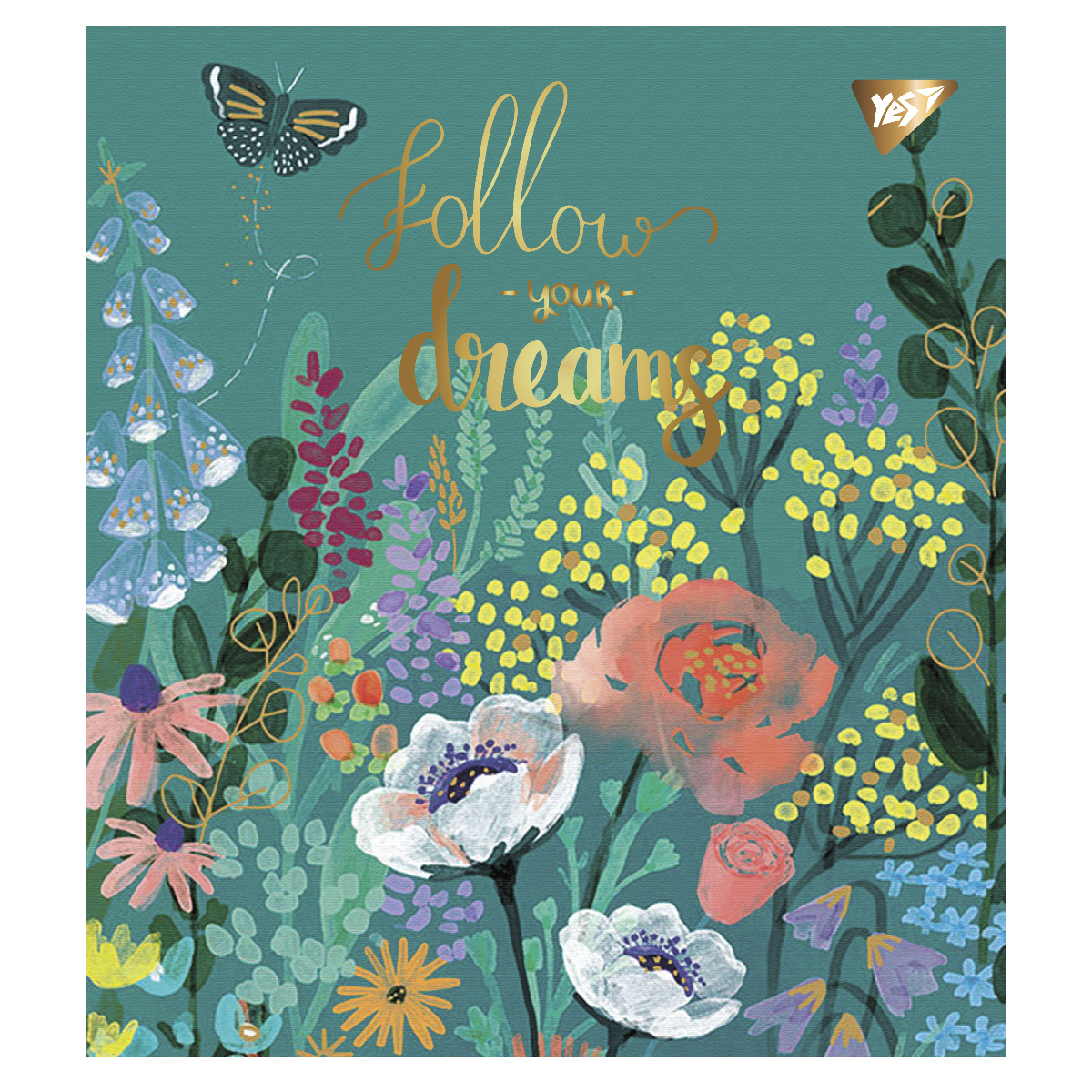 Зошит А5 48 аркушів клітинка матовий ВДЛ+ УФ-виб+Pantone Gold «Follow your dreams»