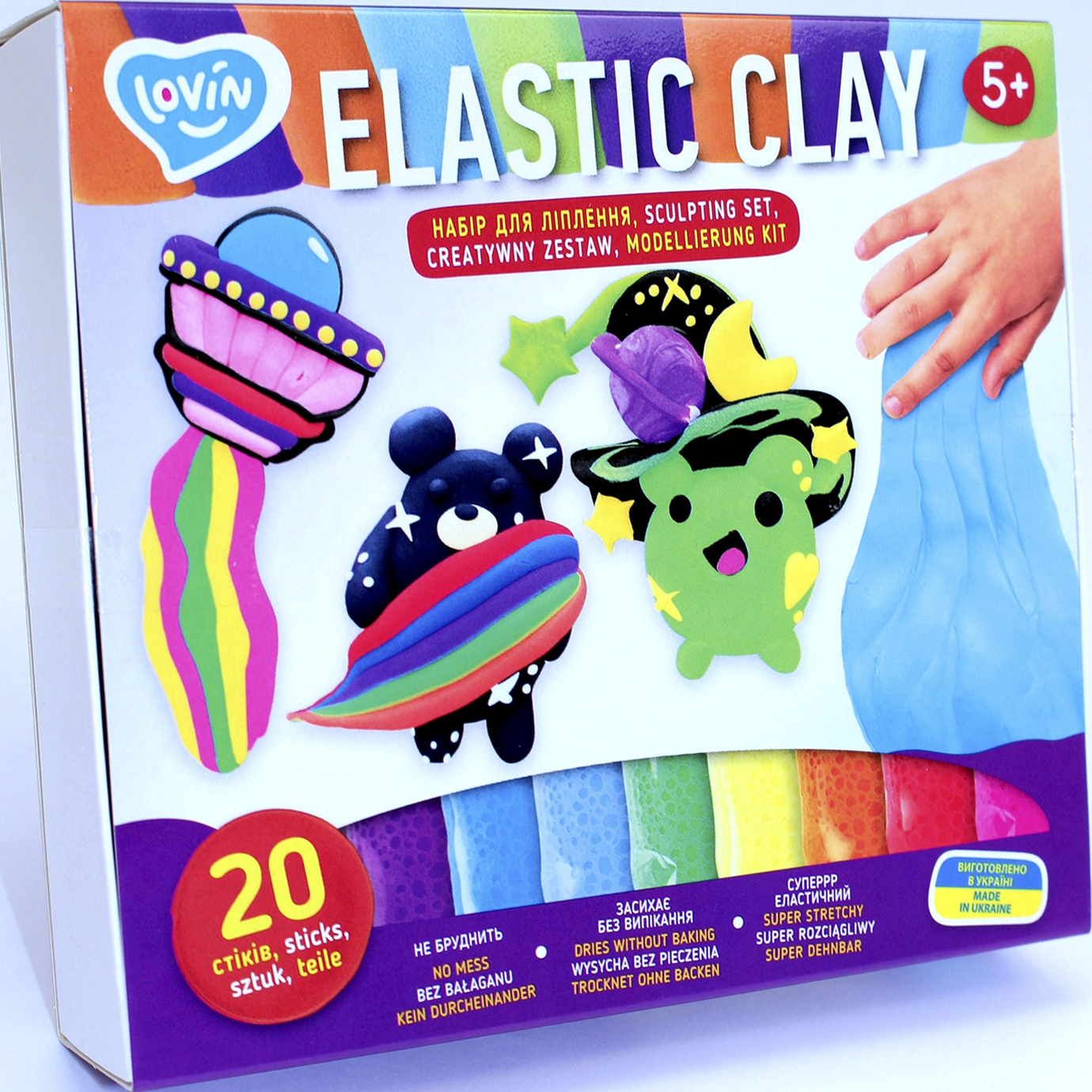Набір для ліплення Elastic Clay 20 sticks з повітряним пластілином