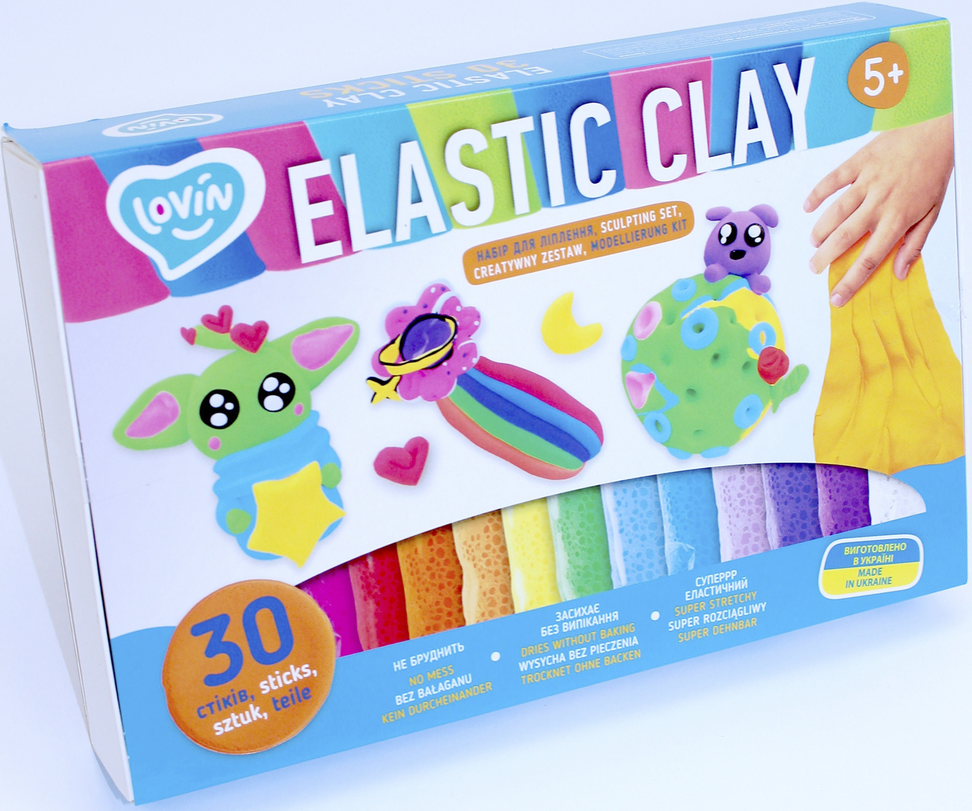 Набір для ліплення Elastic Clay 30 sticks з повітряним пластілином