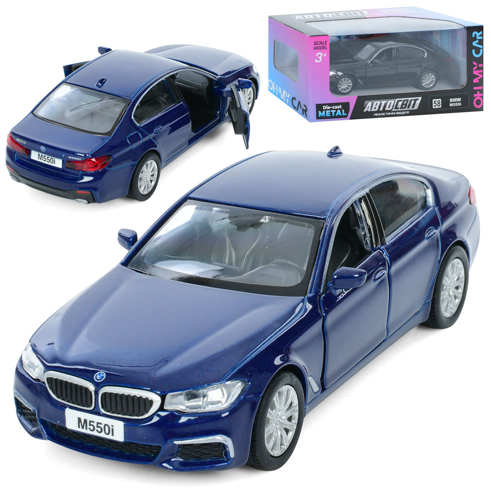 Машина металева інер-а BMW M550i 12см, відчиняют двері, гум. колеса