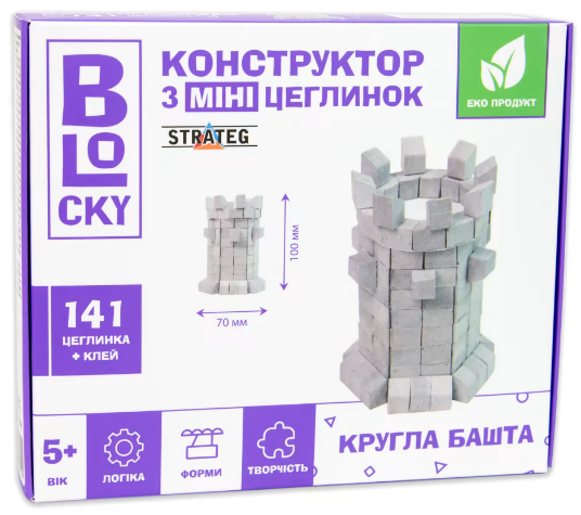 Конструктор з міні цеглинок Кругла башта, фігурка, 141дет., в коробці, 70×100мм