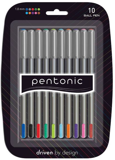 Набір ручок кулькових масляних Pentonic 1мм 10 шт мікс