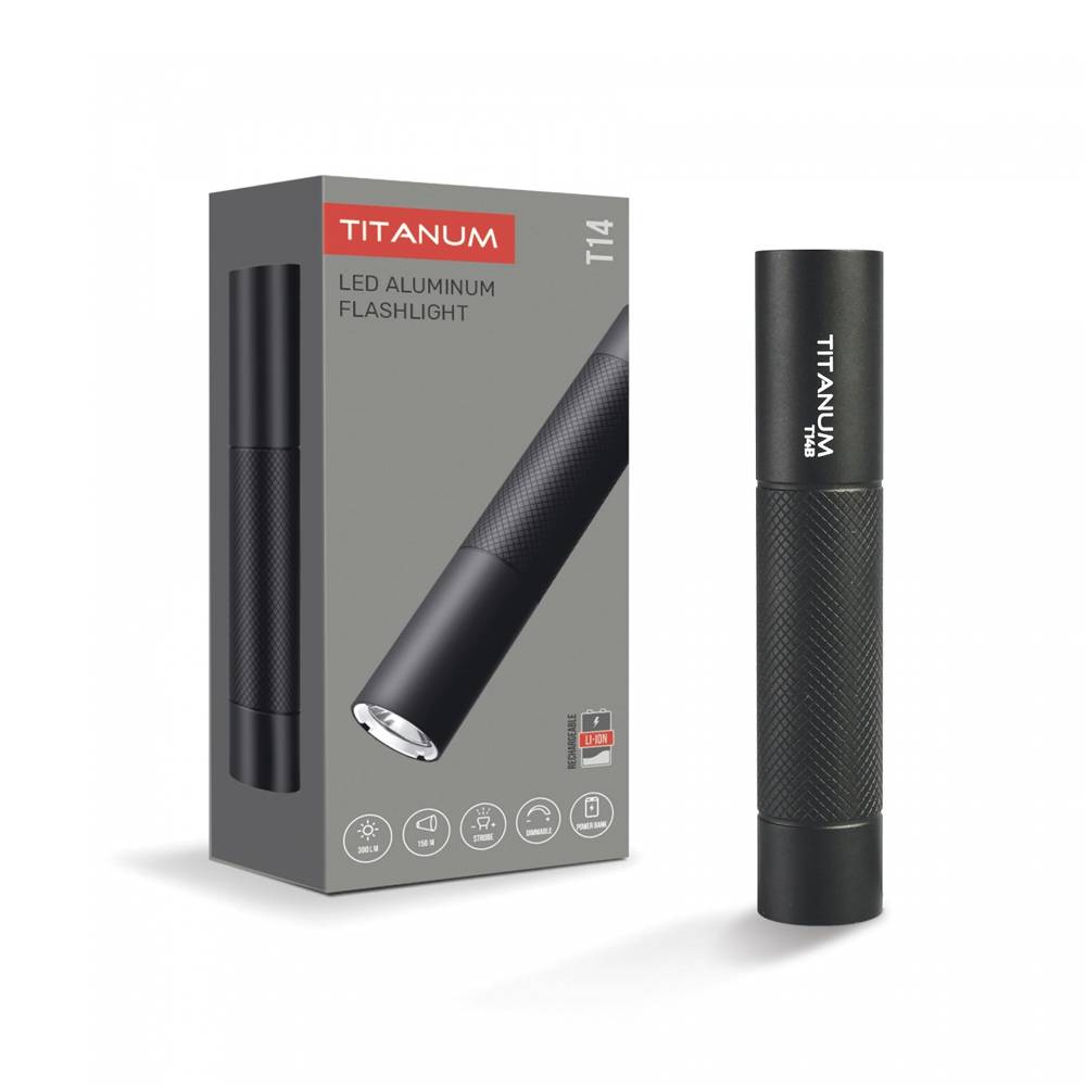 Ліхтар акум. 300lm, 5000K, LED black