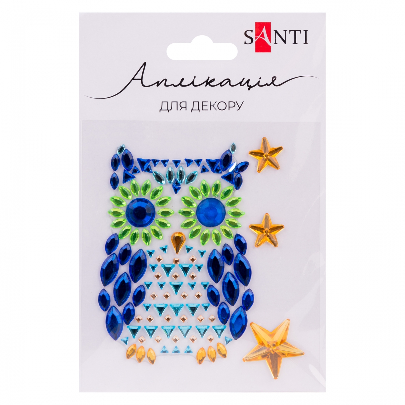 Аплікація зі стразів самоклейна Owl 9,5×8см