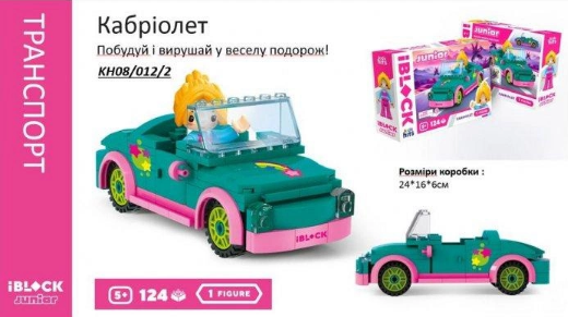Конструктор «IBlock Junior» Дівчатка, Кабріолет 124дет., в коробці /02 КІ