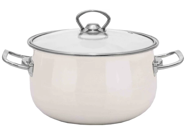 Каструля емальов. 18см 2,9л з склян. кришкою White