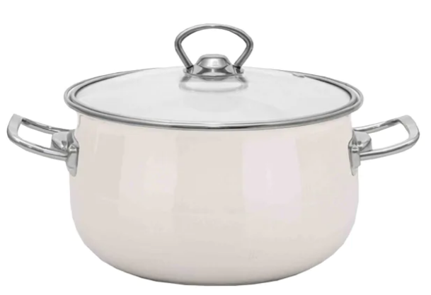 Каструля емальов. 20см 3,7л з склян. кришкою White