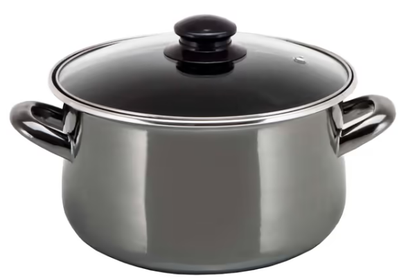 Каструля емальов. 22см 4,8л з склян. кришкою Antrasit grey