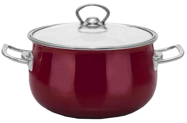 Каструля емальов. 18см 2,9л з склян. кришкою Red