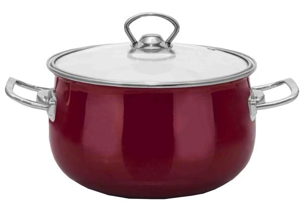 Каструля емальов. 20см 3,7л з склян. кришкою Red