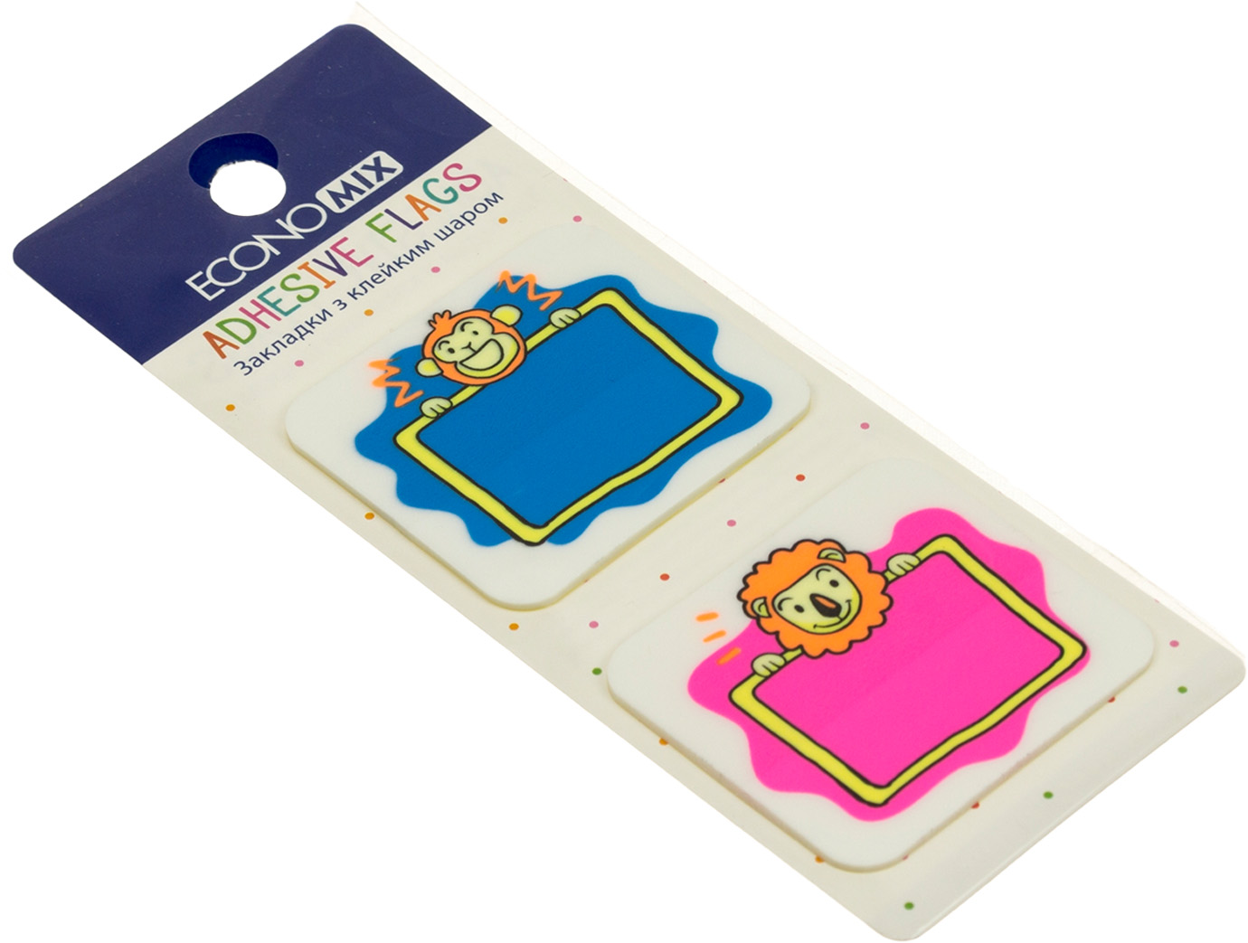 Стікери-закладки пластикові Lion & monkey 40×45 мм 40 шт асорті