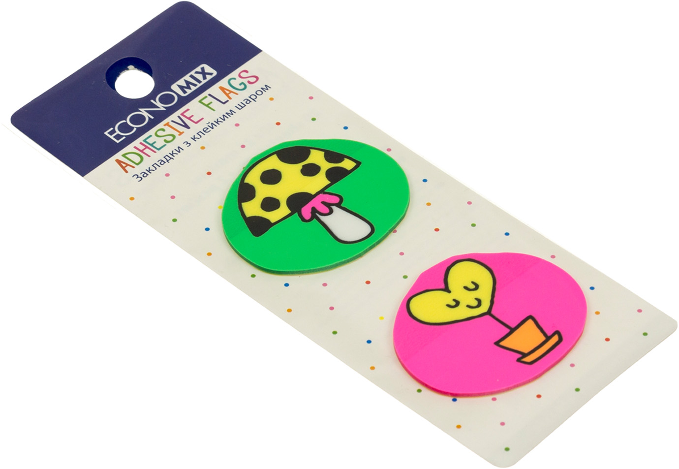 Стикеры-закладки пластиковые Fun heart and mushroom 35×40 мм 40 шт ассорти
