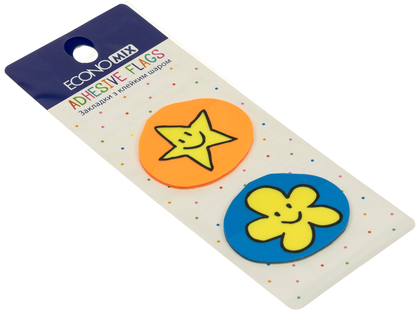 Стікери-закладки пластикові Fun flower and star 35×40 мм 40 шт асорті
