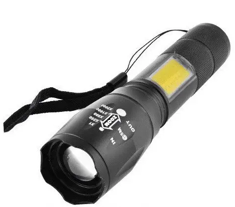 Ліхтар акум. металевий microUSB, zoom, 3 режими (T6+COB)