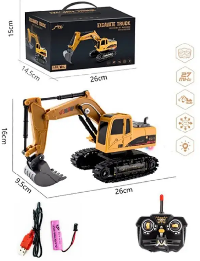 Екскаватор RK 26см, рухомі деталі, USB заряд, в коробці, 26×15×14,5см