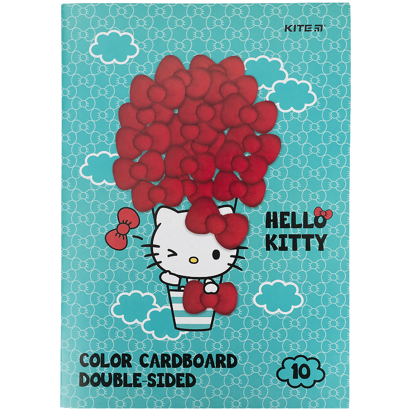 Картон кольоровий А4 двостор.10арк./ 10 кольорів Hello Kitty