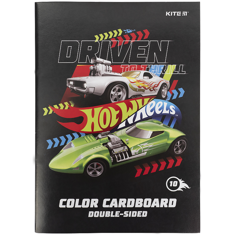 Картон кольоровий А4 двостор.10арк./ 10 кольорів Hot Wheels