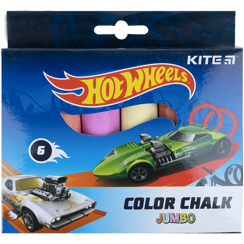 Крейда кольорова 6 кольорів Jumbo Hot Wheels