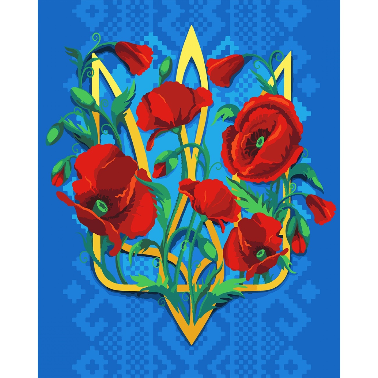 Картини по номерах «Тризуб з маками» 40×50см
