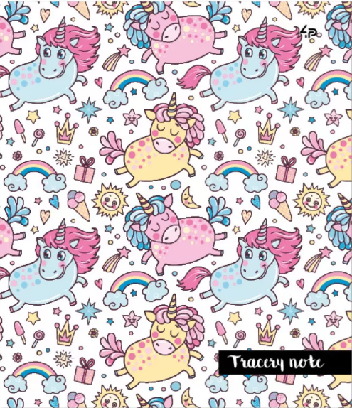 Блокнот А6 40 аркушів клітинка «Tracery note» unicorns