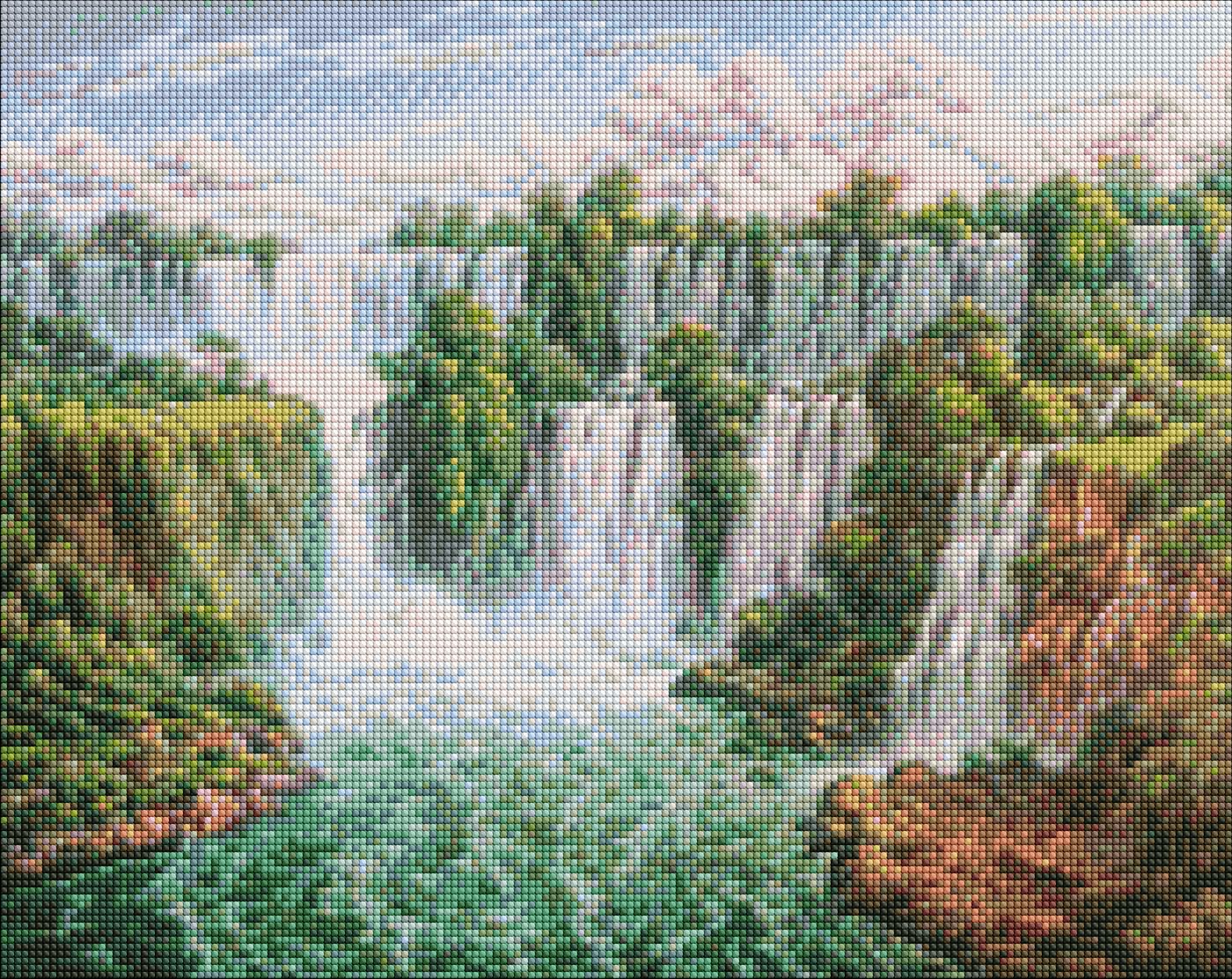 Набір з алмазною мозаїкою «Мальовничий водоспад» 40×50см