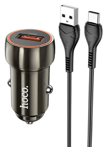 Зарядний пристрій авто. швидка зарядка 1USB 3A 18w metal grey