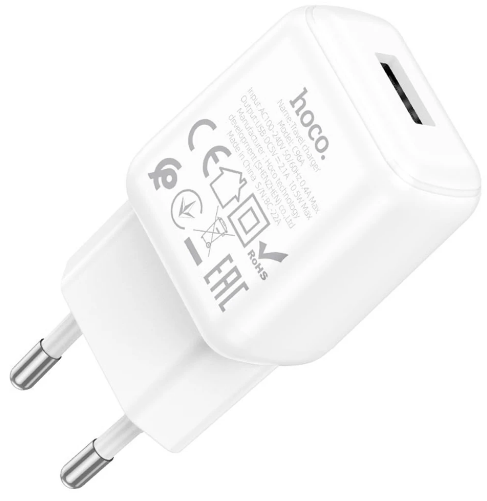 Зарядний пристрій 1USB+Type-C 2.1A white